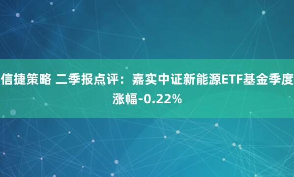 信捷策略 二季报点评：嘉实中证新能源ETF基金季度涨幅-0.22%
